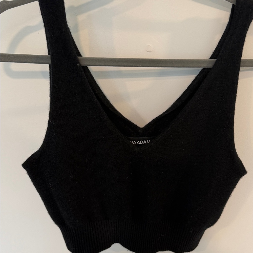 NAADAM Black cashmere crop tank